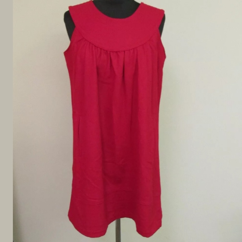 EUC BB Dakota Red Wool Rayon Wide yoke & Hem Dress